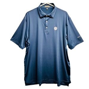 Peter Millar Summer Comfort Mens XL Blue Golf‎ Polo Shirt BMW Championship